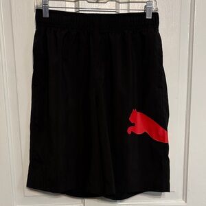 EUC Puma Black Lightweight Athletic Shorts with Red Logo Size M Men